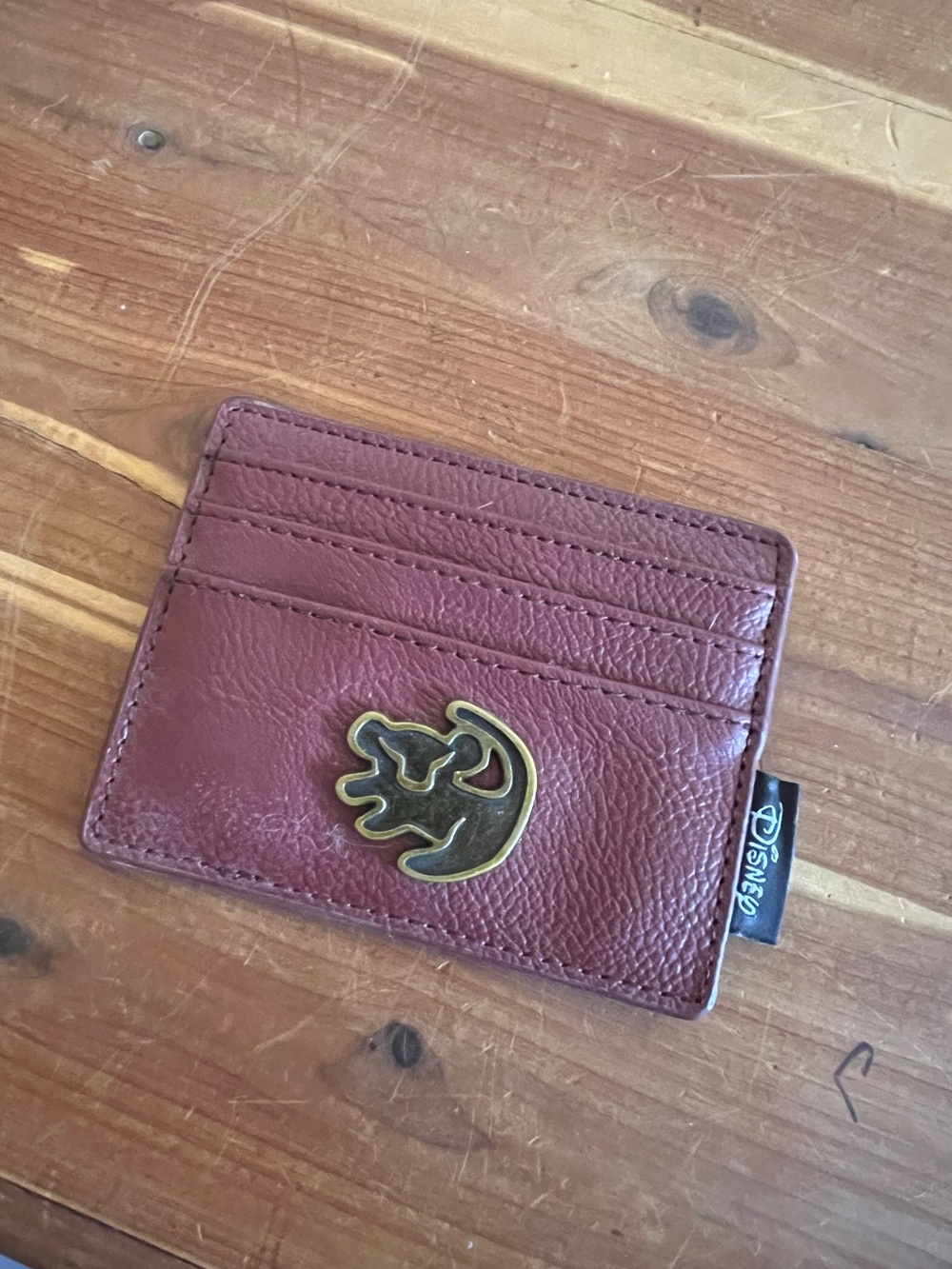 Loungefly The Lion King Maroon Leather Card Holder with baby Simba Emblem